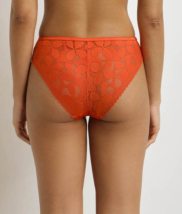 DIM Slip da donna semitrasparente Art Flowers arancione