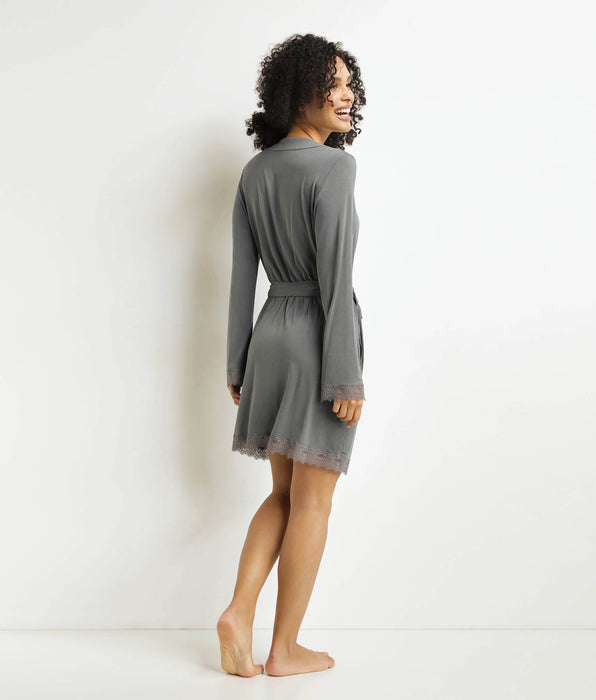 DIM Donna Accappatoio grigio con pizzo Don't Disturb
