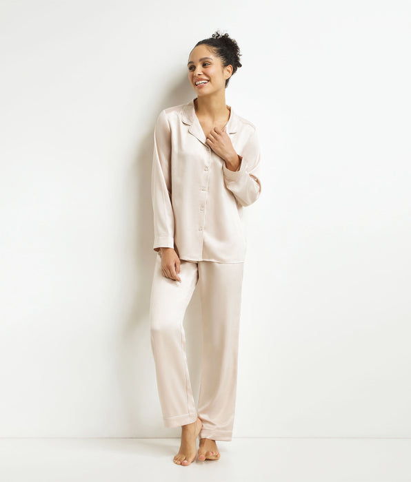 DIM Pigiama da donna con pantaloni del pigiama a righe grigio avorio di Don't Disturb.