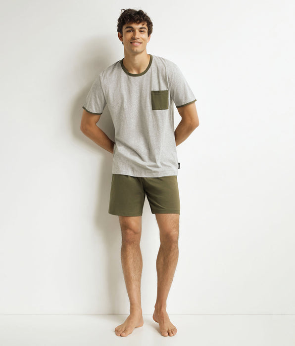 DIM Set pantaloncini pigiama Uomo Maglia Khaki Grigio Dim