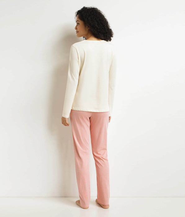 DIM Pigiama da donna con pantaloni del pigiama a righe grigio avorio di Don't Disturb.