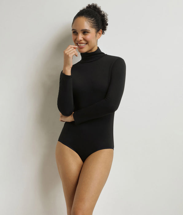 DIM Body donna a maniche lunghe con collo alto nero Dim Thermal