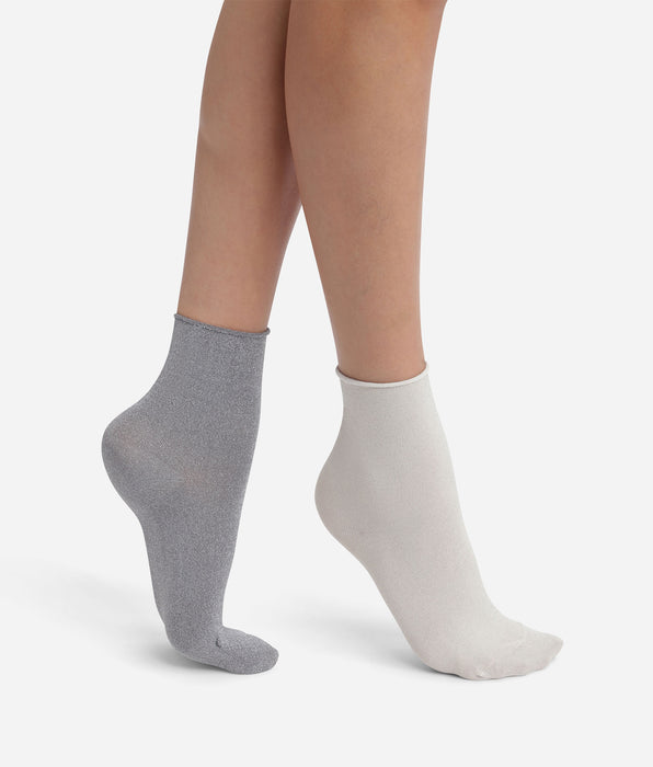DIM Pacco da 2 paia di calzini da donna in lurex Grigio Dim Mode