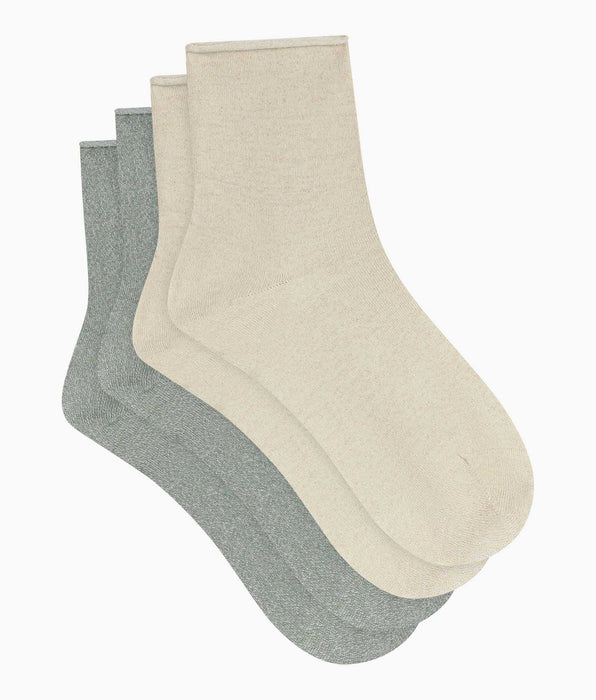DIM Pacco da 2 paia di calzini da donna lurex Kaki Beige Dim Mode