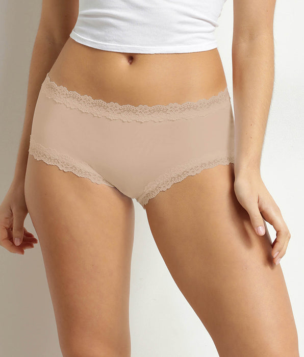 DIM Boxer da donna in microfibra e pizzo Nude Dim