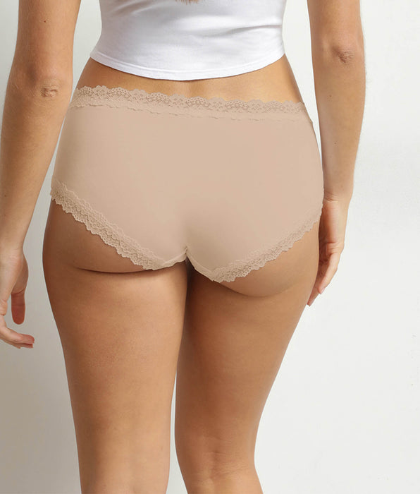DIM Boxer da donna in microfibra e pizzo Nude Dim