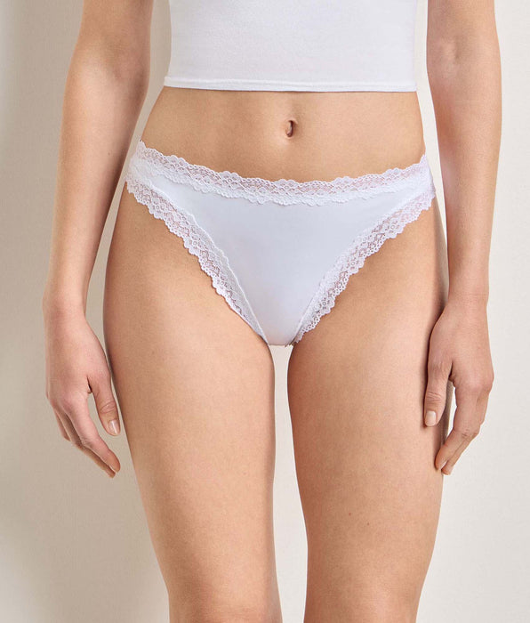 DIM Perizoma da donna in microfibra e pizzo Bianco Dim