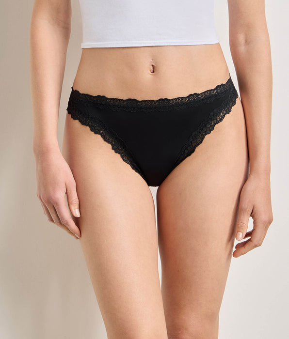 DIM Perizoma da donna in microfibra e pizzo Nero Dim