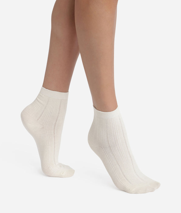 DIM Calzini da donna in cotone a maglia rasata Ivoire La Mode di Dim