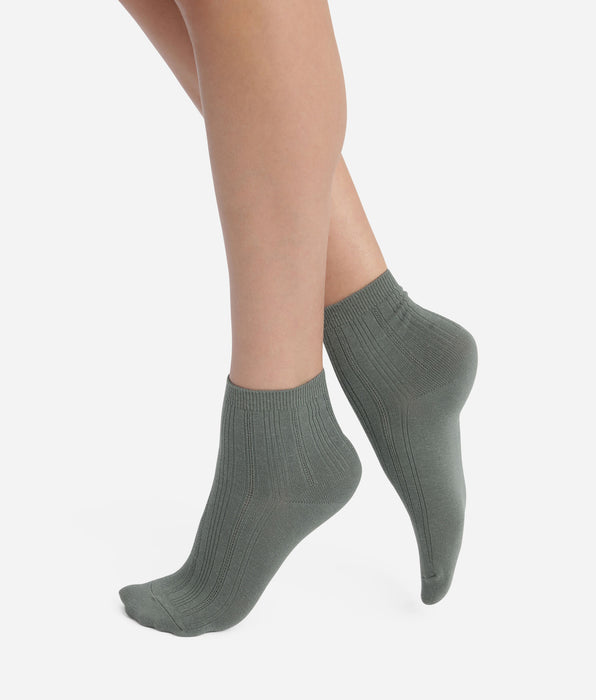 DIM Calzini da donna in cotone a coste Vert Iceberg La Mode di Dim