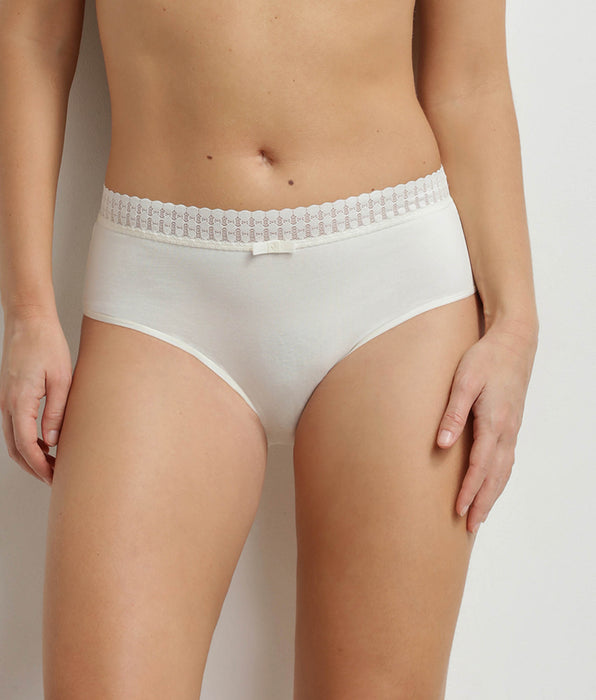 DIM Slip a vita alta in cotone color avorio Daily Coton