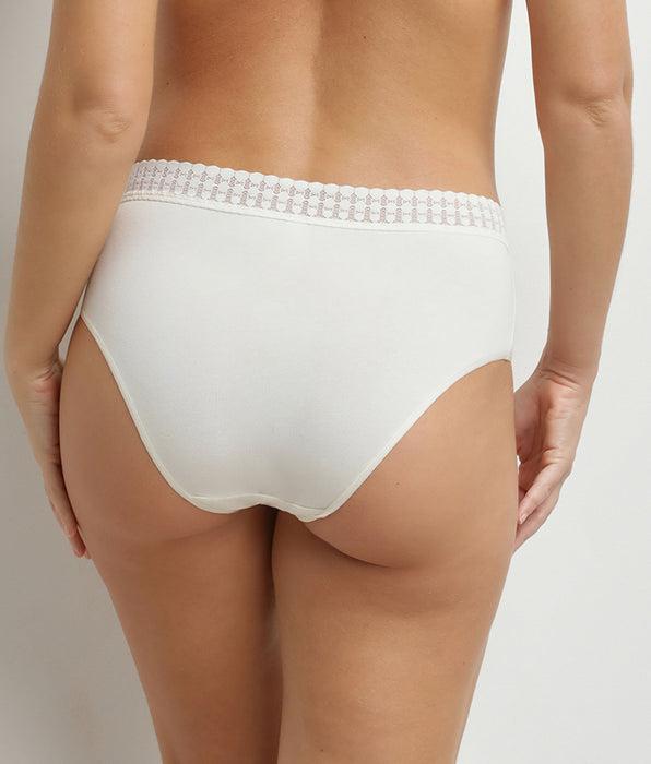 DIM Slip a vita alta in cotone color avorio Daily Coton