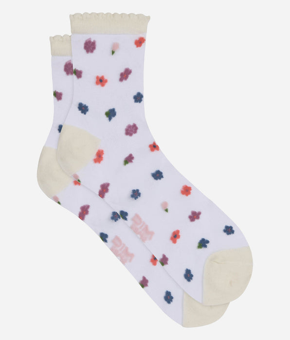 DIM Calzini da donna trasparenti a fiori rosa Socks Petal