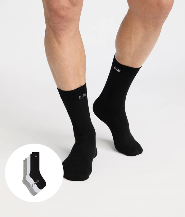 DIM Confezione da 3 calze sportive uomo Original in cotone nero, bianco, grigio