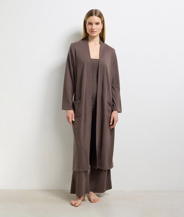DIM Cardigan lungo in jersey fine marrone scuro DIM x Ines de la Fressange