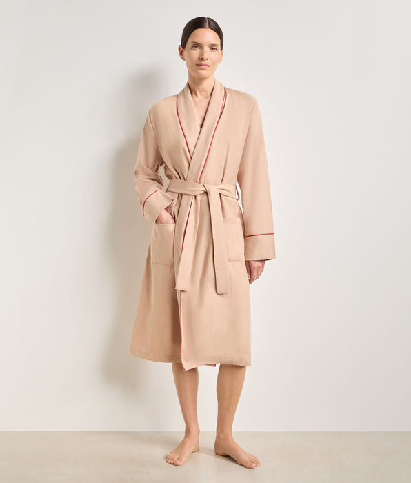 DIM Accappatoio lungo in flanella seta beige DIM x Ines de la Fressange