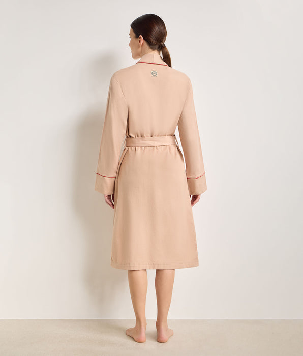 DIM Accappatoio lungo in flanella seta beige DIM x Ines de la Fressange