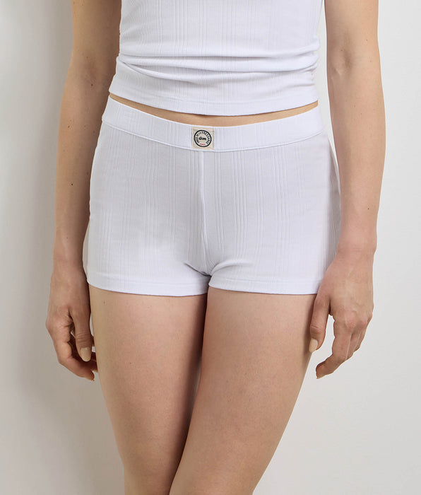 DIM Short donna ampio in jersey a coste fini bianco Dim x Ines de la Fressange