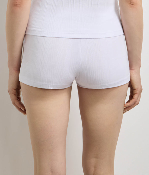 DIM Short donna ampio in jersey a coste fini bianco Dim x Ines de la Fressange