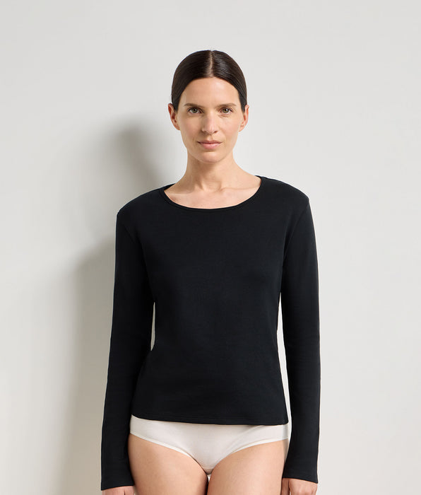 DIM Body nero a maniche lunghe in cotone garzato Thermal