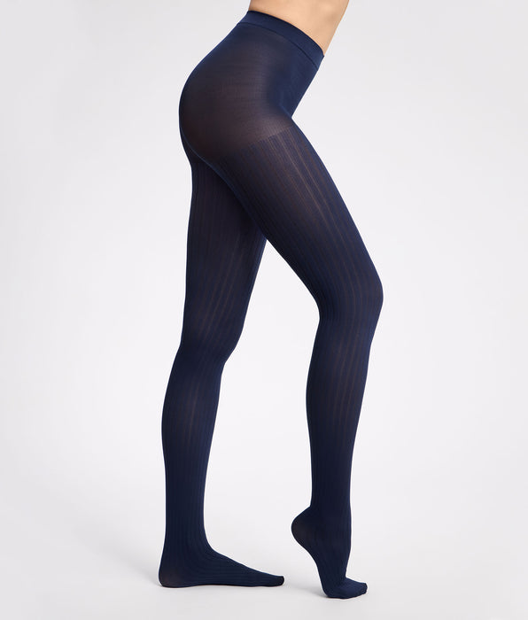 DIM Collant a costine piatte blu navy 50D DIM x Ines de La Fressange