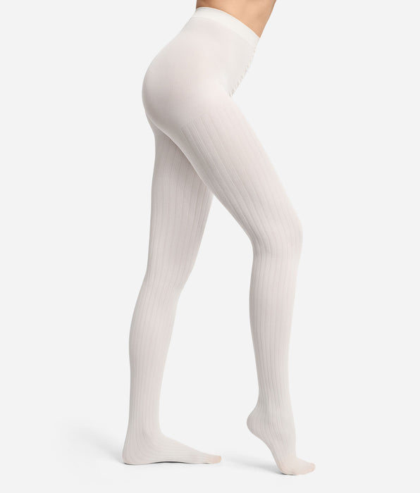 DIM Collant a costine piatte color crema 50D DIM x Ines de La Fressange