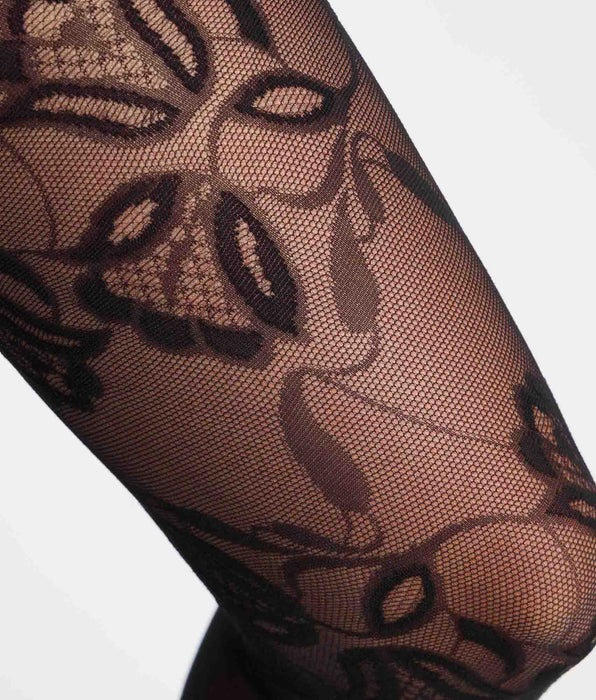 DIM Collant fantasia nero Style con motivo floreale Tulipe ed effetto velluto