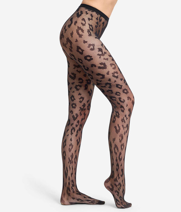 DIM Collant fantasia a rete leopardato nero 30D Style