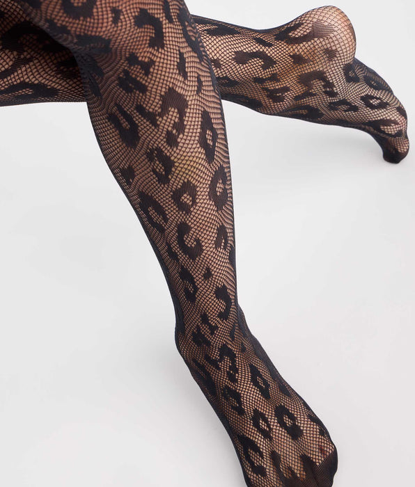 DIM Collant fantasia a rete leopardato nero 30D Style