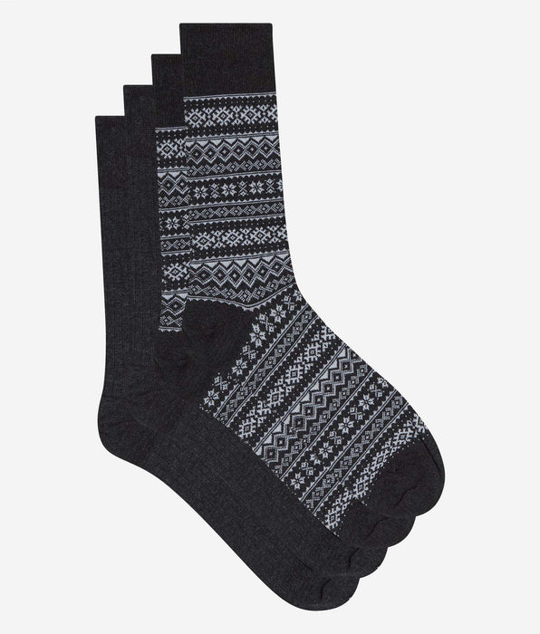 DIM Confezione da 2 calze uomo antracite Coton Fancy