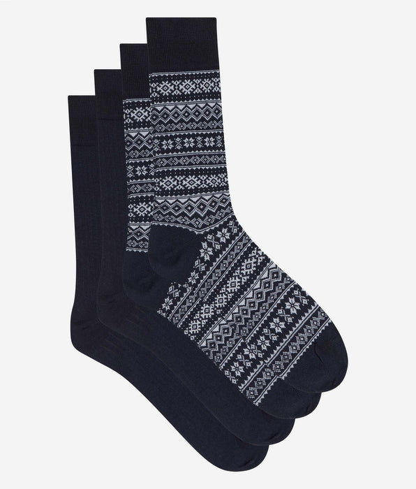 DIM Confezione da 2 calzini uomo nordico navy bleu e navy blue Coton Fancy