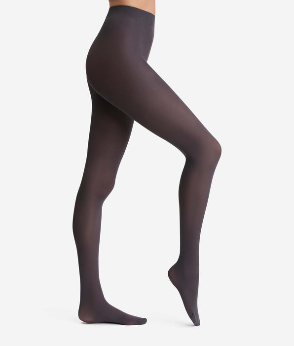 DIM Collant coprente in velluto grigio antracite stile 50D
