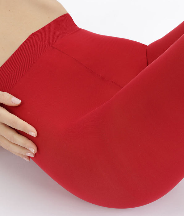 DIM Collant coprente in velluto rosso intenso stile 50D