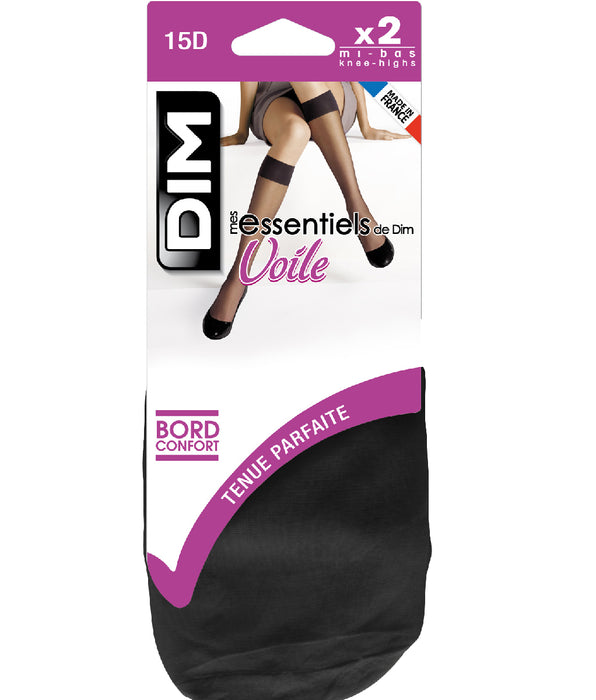 DIM Mes Essentiels 15D Pacco da 2 gambaletti in voile nero