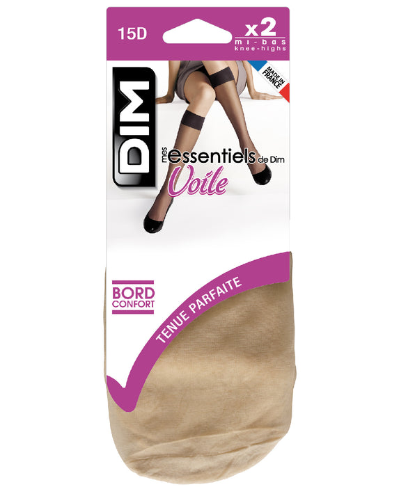 DIM Mes Essentiels 15D Pacco da 2 gambaletti in voile nero D2044M2-2M4