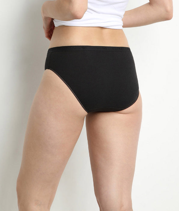 DIM Pacco da 2 slip midi da donna neri in puro cotone