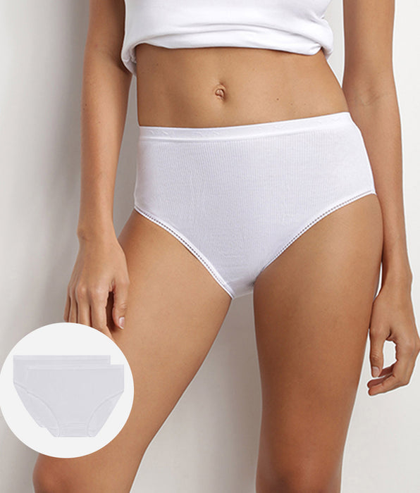 DIM Pacco da 2 slip top da donna in puro cotone bianco