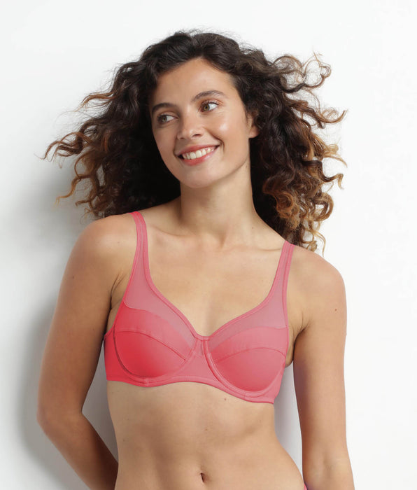 DIM Reggiseno push-on in microfibra e tulle Dim Generous Grenadine