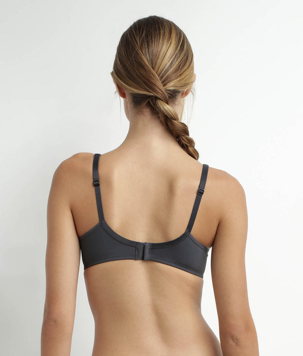 DIM Reggiseno a incastro in microfibra e tulle grigio Generous Dim