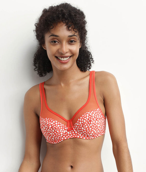 DIM Reggiseno push-up con ferretto Rosso floreale Dim Generous