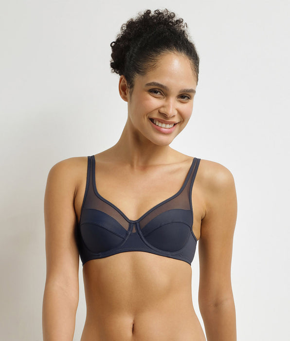 DIM Reggiseno coppa piena Generous in microfibra e tulle Grigio blu formale

