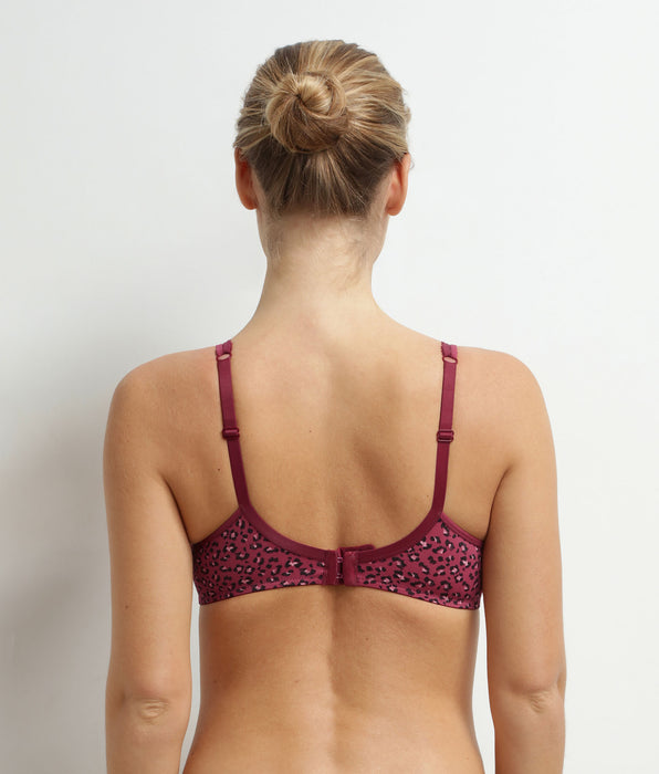 DIM Reggiseno a coppa intera in microfibra e tulle Rosso Marrone Generous