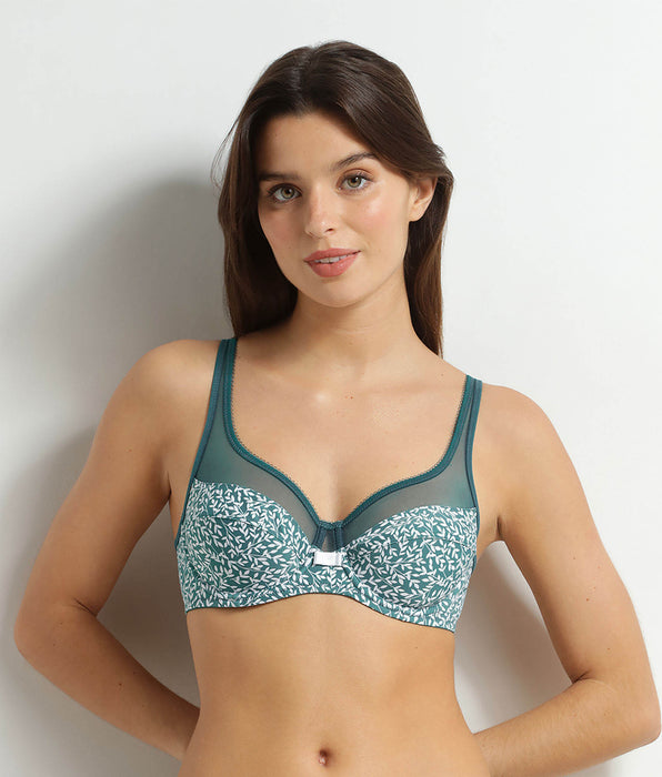 DIM Reggiseno a coppa intera in microfibra e tulle Verde Hydro Generous