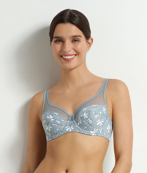 DIM Reggiseno a coppa in microfibra e tulle Salvia Fiorita Generous