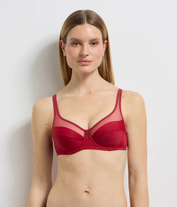 DIM Reggiseno a coppa piena con ferretto color legno rosso Generous Classic