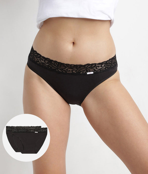 DIM Pacco da 2 slip midi in cotone Plus Feminine nero