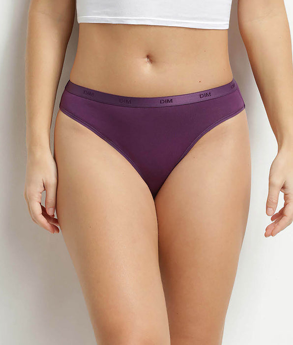 DIM Pacco da 5 slip da donna in cotone elasticizzato con scritte Les Pockets