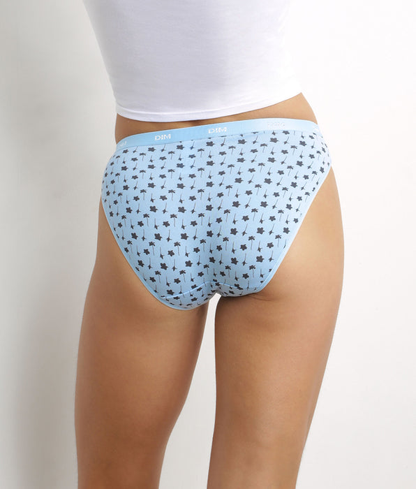 DIM Pacco da 5 slip donna in cotone elasticizzato floreale Blu Les Pockets