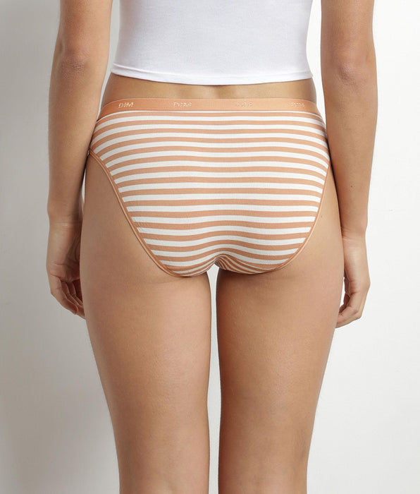 DIM Pacco da 5 slip da donna in cotone elasticizzato blu crema Les Pockets