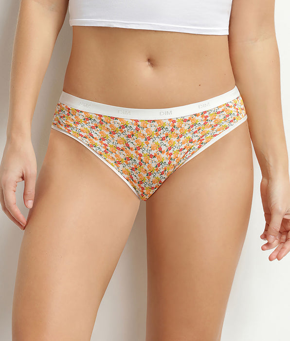 DIM Pacco da 5 slip da donna in cotone elasticizzato con motivo liberty Les Pockets